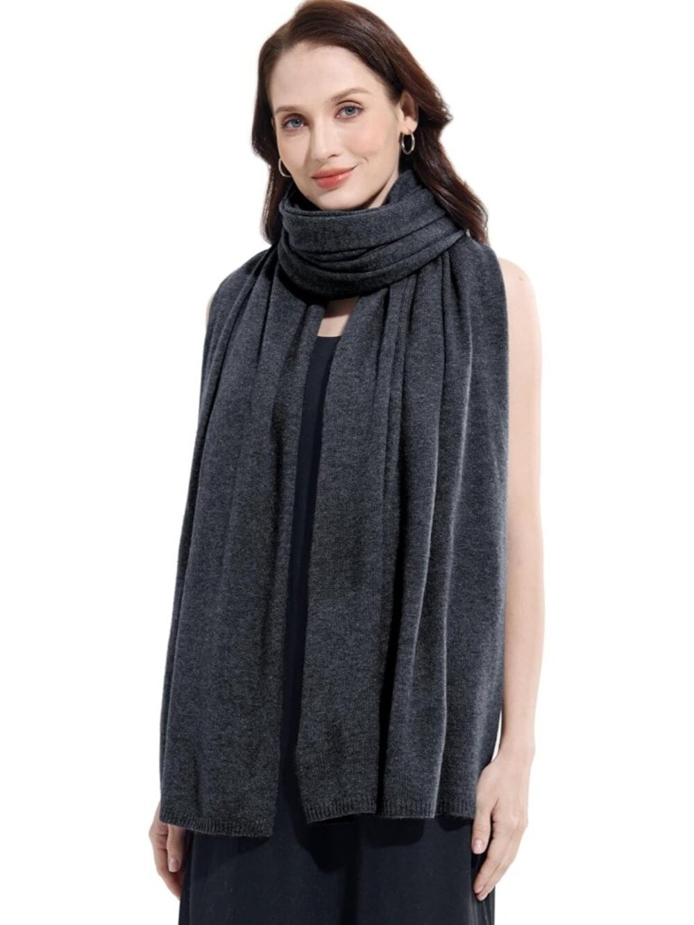 〽️Women's Cashmere Shawl Gray Wedding Winter Shoulder Classic Wrap 87"x28" - Picture 5 of 7